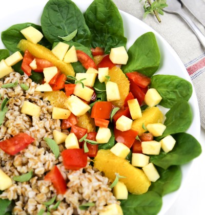 vegan farro salad
